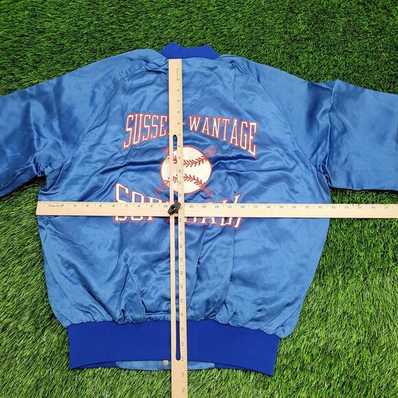 Vintage 90s Sussex-Wantage Jacket M 23x24 Blue Softball Baggy Boxy - Picture 4 of 15